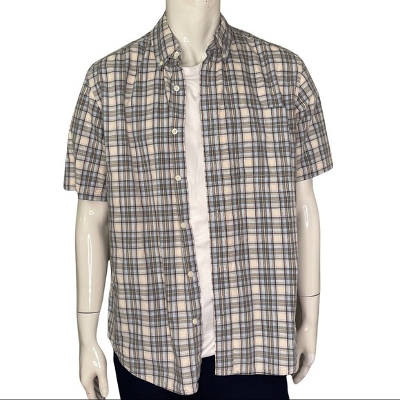 Eddie Bauer Men’s Blue 100% Cotton Plaid Short Sleeve Casual Button Down… - Picture 1 of 14